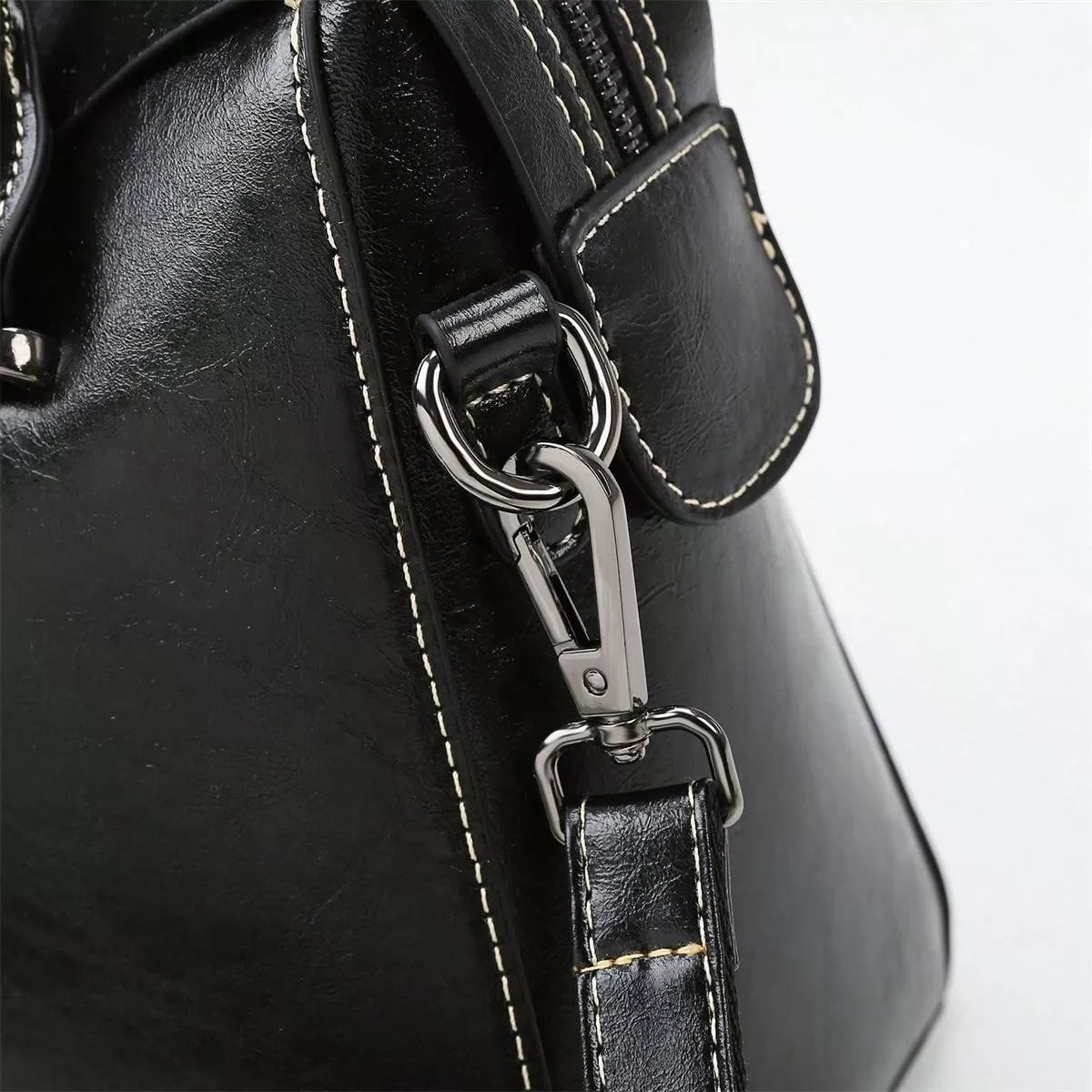 Vintage Brown Double Zip Leather Tote