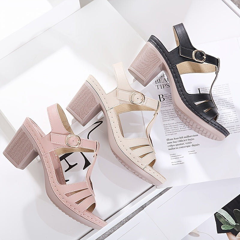 🔥Last Day Promotion 69% OFF - Women's Ankle Strap Leather High Heel Sandals
