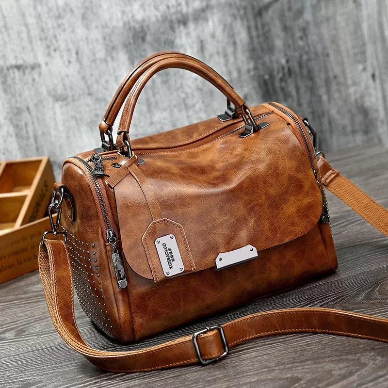 Vintage Boston Stud Patent Leather Bag