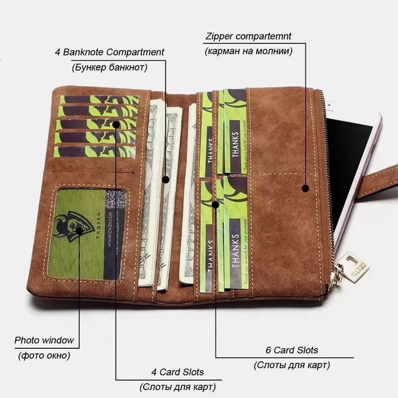 Light weight Vintage Large Capacity Long Wallet