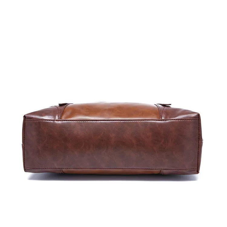 Vintage Leather Zip Tote Bag