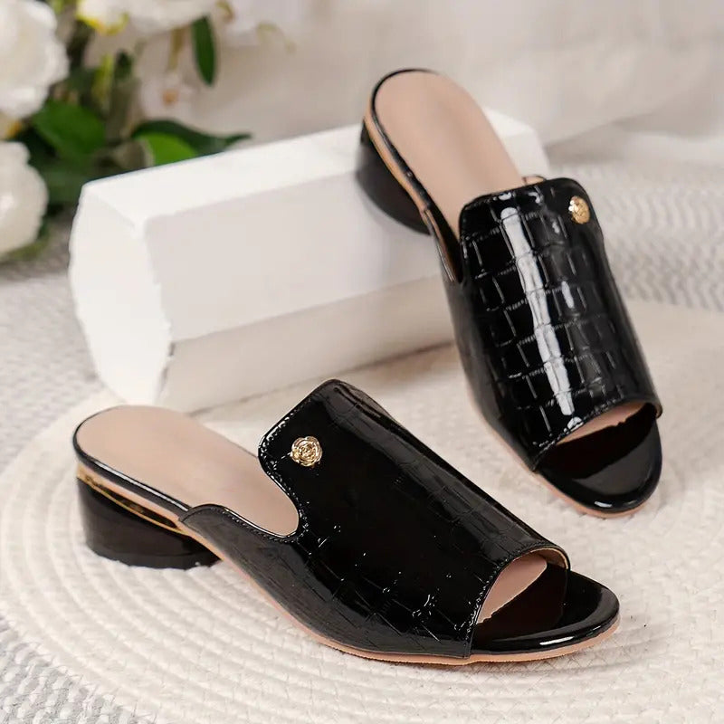 😍Last Day 50% OFF😍 - Women's Fashion Open Toe Chunky Heel Leather Sandals