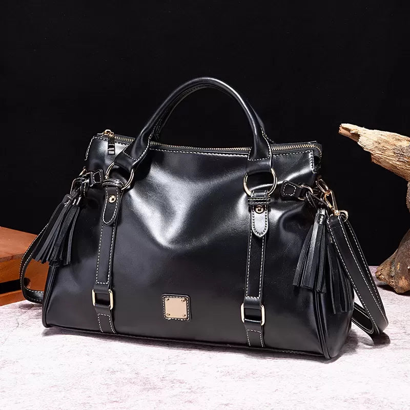 Satchel Handbag with Tassels