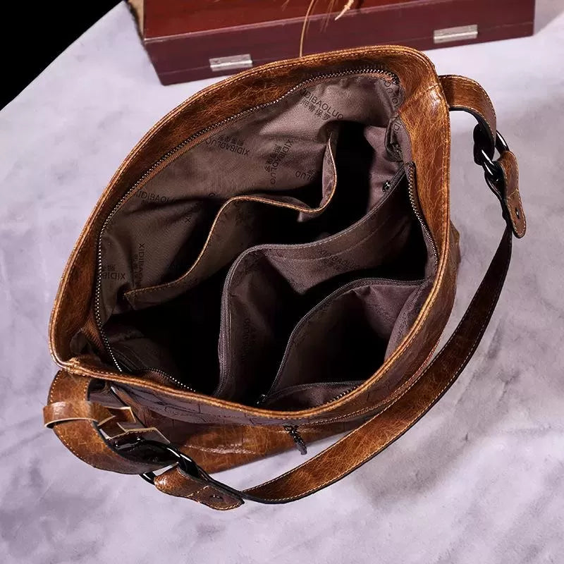 Vintage brand style single shoulder cross-arm capacity women's bag