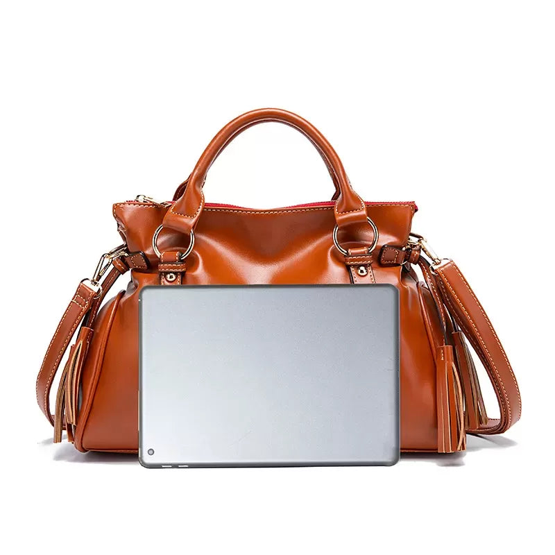 Satchel Handbag with Tassels
