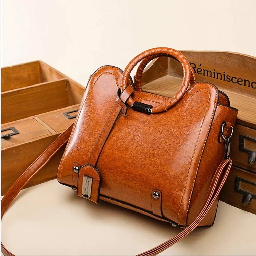 Stylish waxed leather handbag