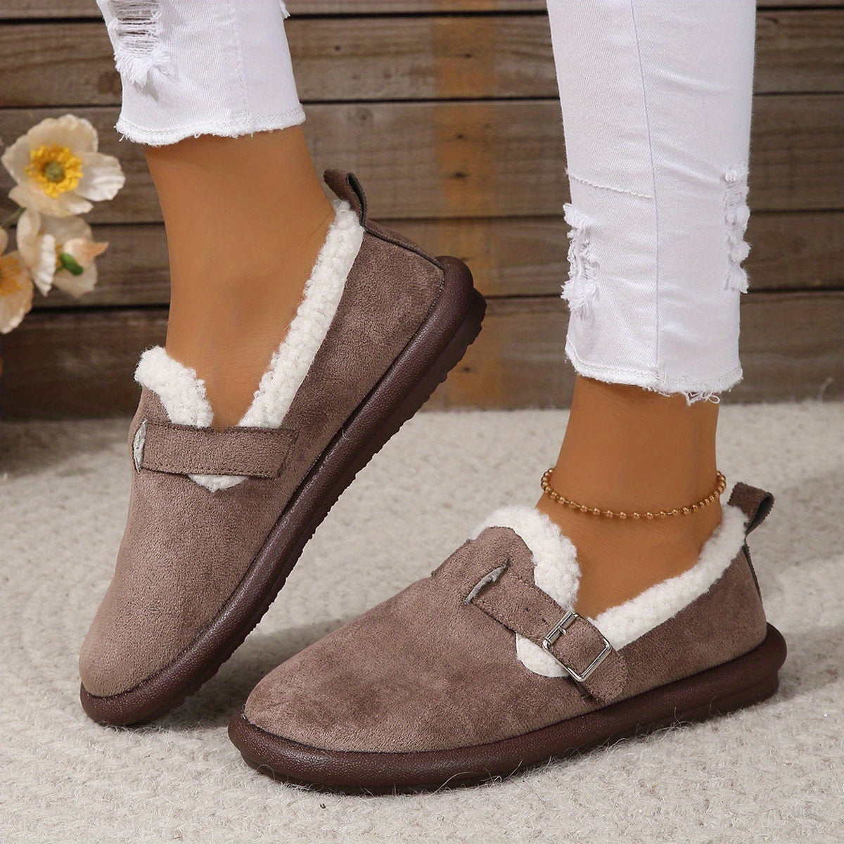 🔥Last day 49% OFF - Women's Plush Round Toe Slip-On Flats-Buy 2 Free Shipping
