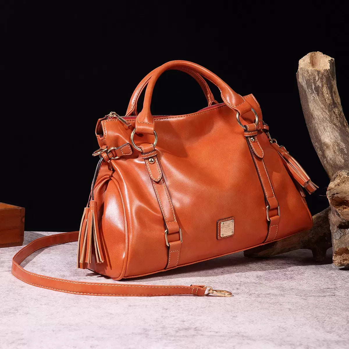 Satchel Handbag with Tassels
