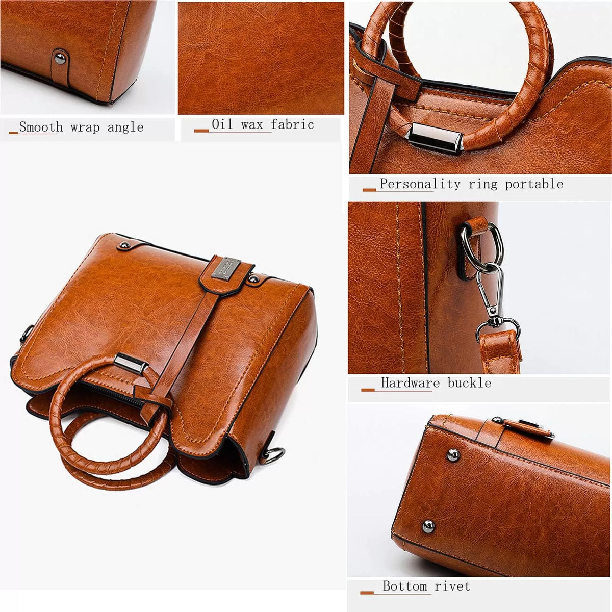 Stylish waxed leather handbag