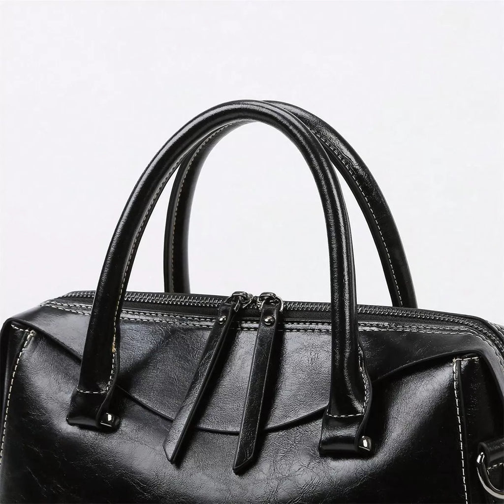 Vintage Brown Double Zip Leather Tote