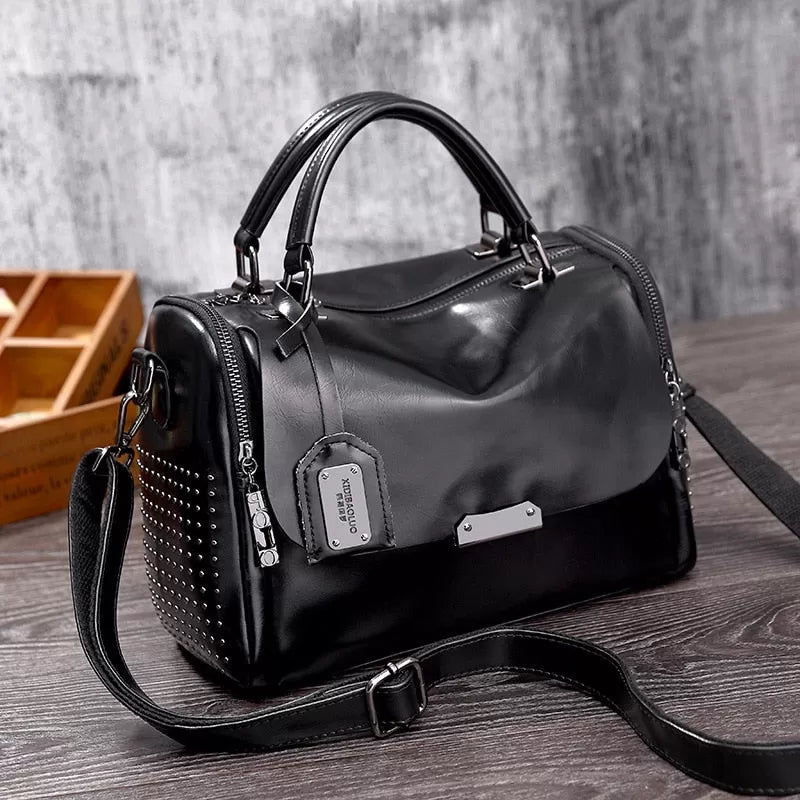 Vintage Boston Stud Patent Leather Bag