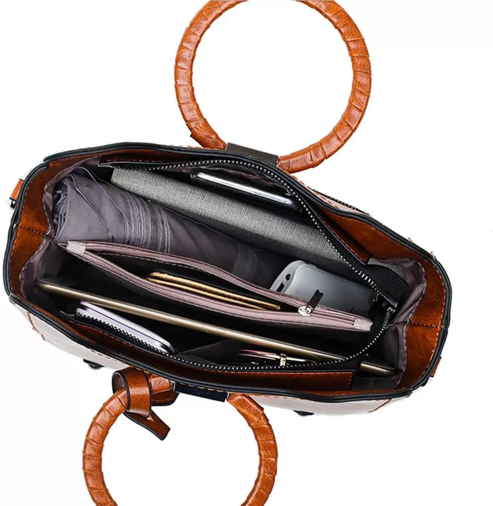 Stylish waxed leather handbag