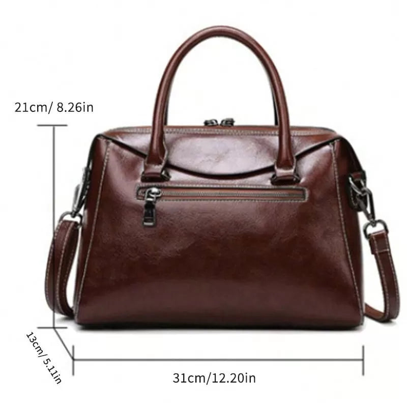 Vintage Brown Double Zip Leather Tote