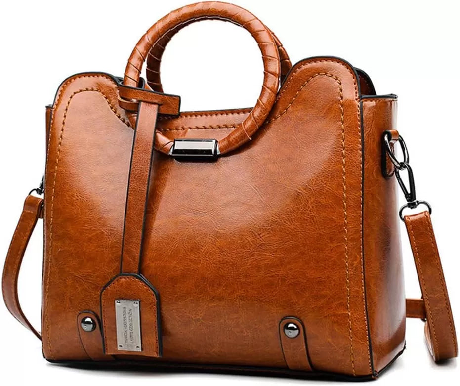 Stylish waxed leather handbag