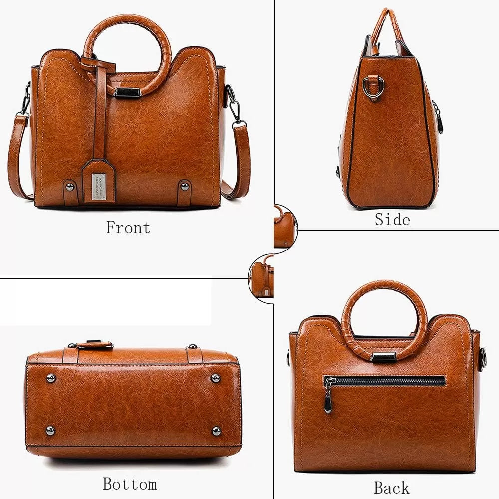 Stylish waxed leather handbag