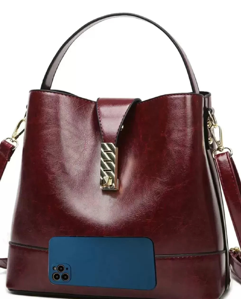 Sleek Snap Button Bucket Bag