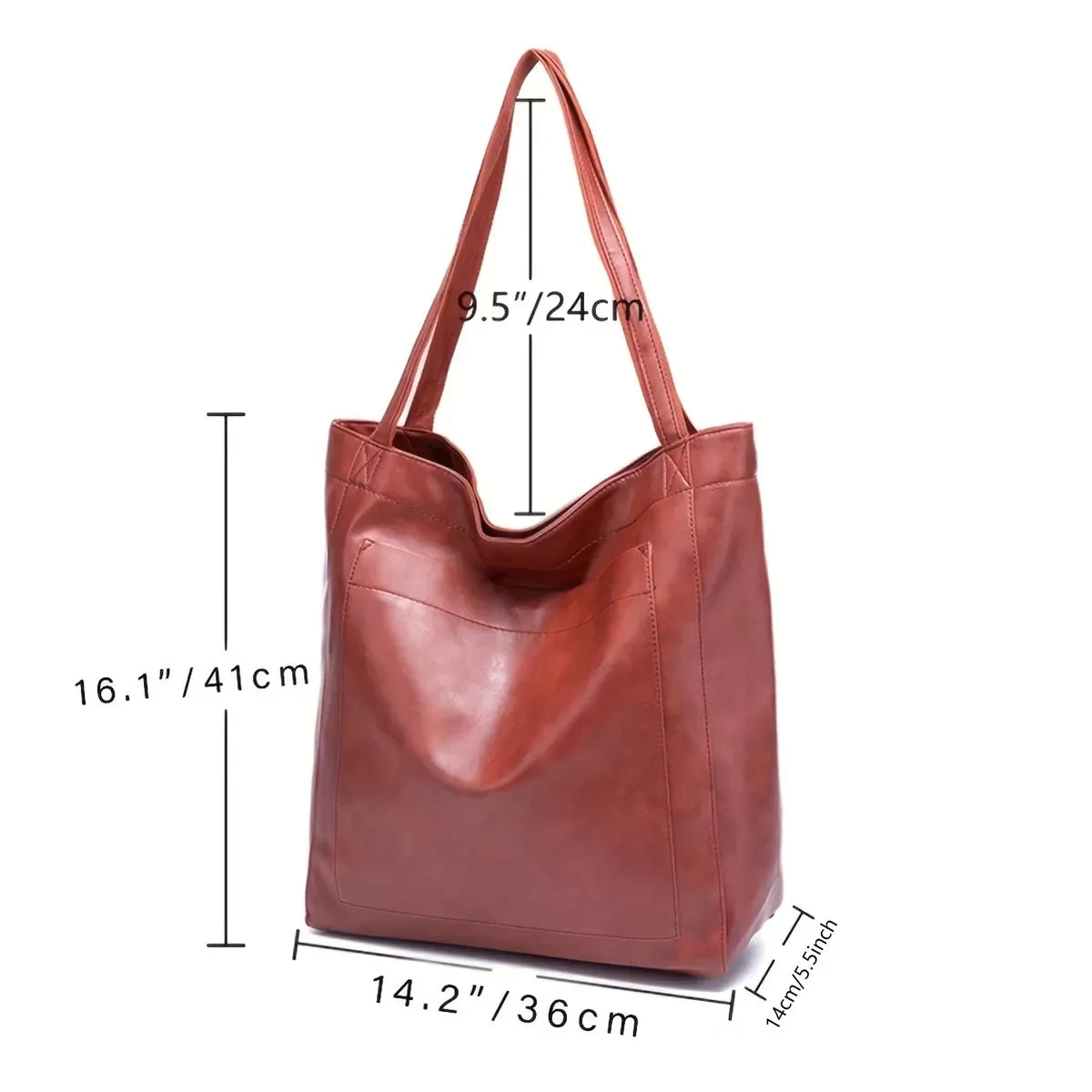 Leather large capacity tote bag