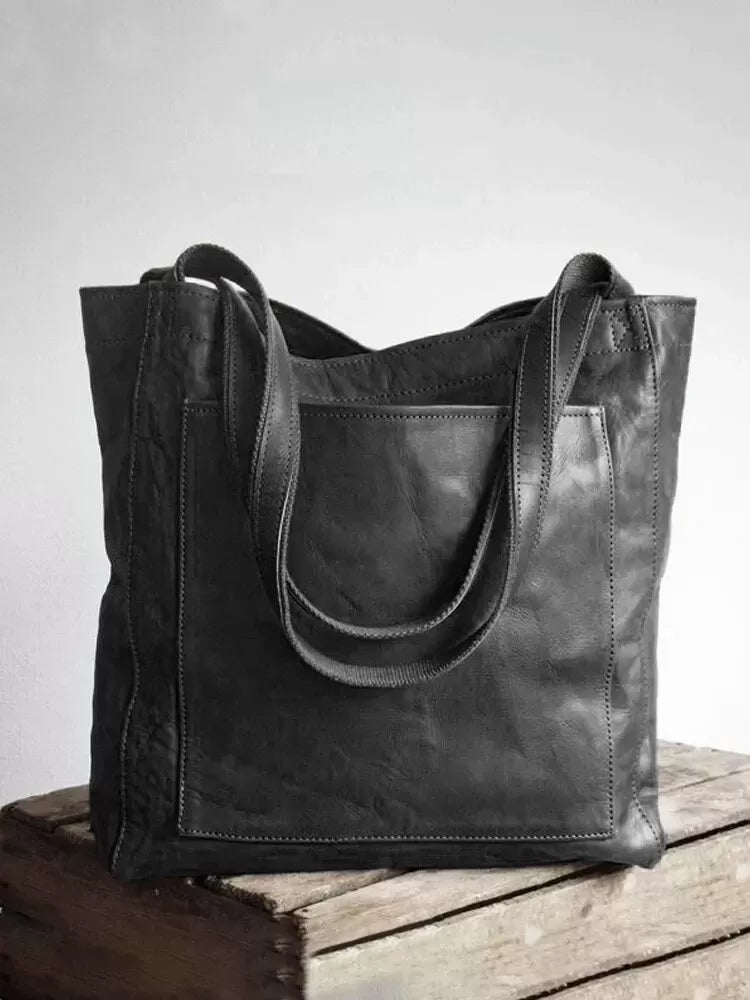 Leather large capacity tote bag