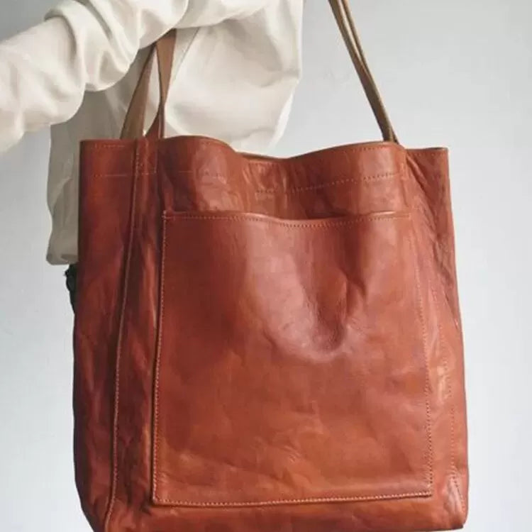 Leather large capacity tote bag