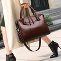Vintage Brown Double Zip Leather Tote