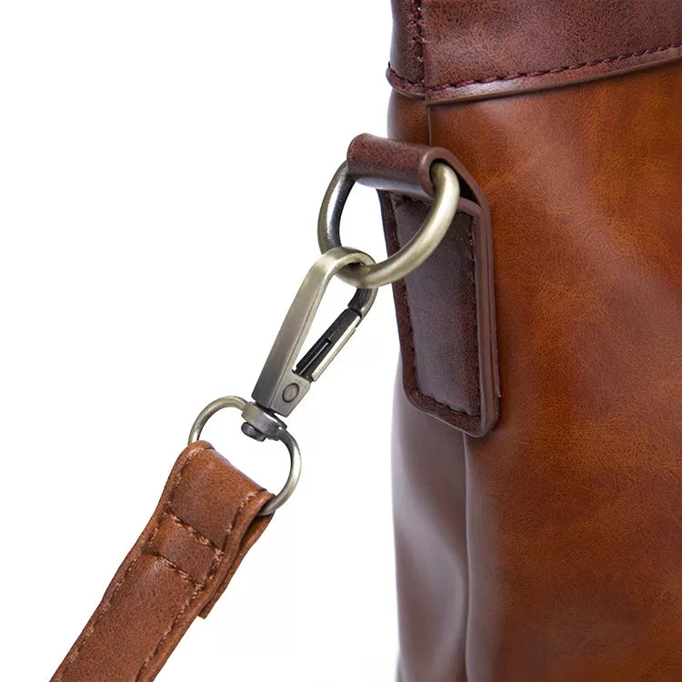 Vintage Leather Zip Tote Bag